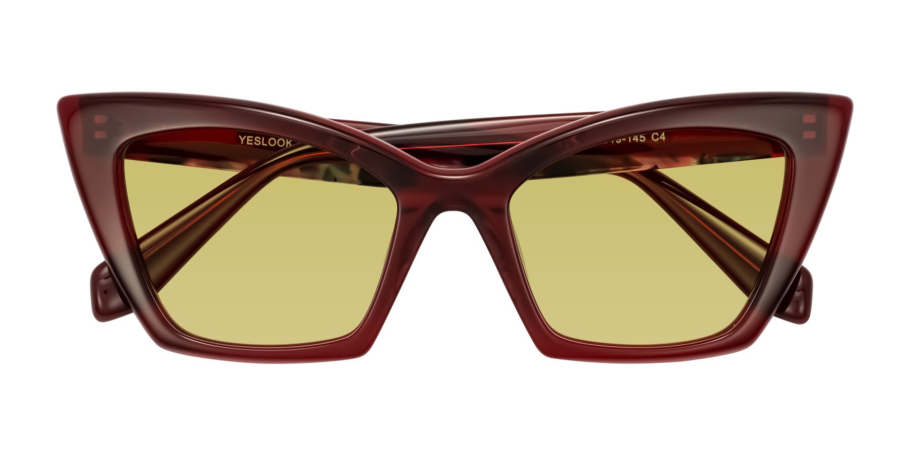 Folded Front of Wayar in Wine with Medium Champagne Tinted Lenses