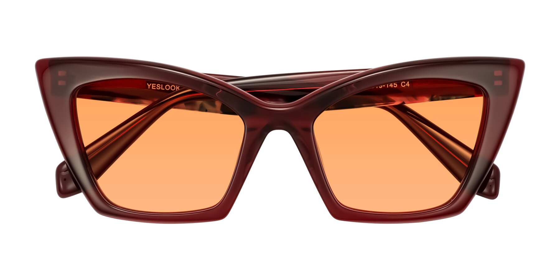 Folded Front of Wayar in Wine with Medium Orange Tinted Lenses