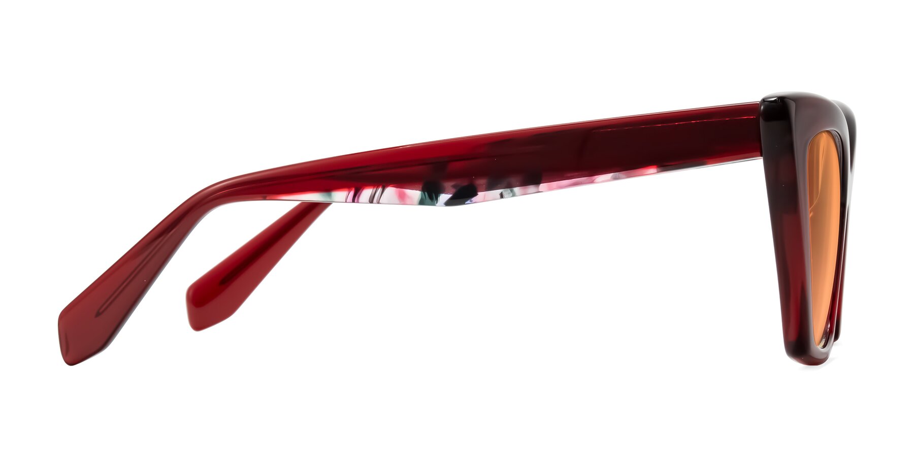 Side of Wayar in Wine with Medium Orange Tinted Lenses