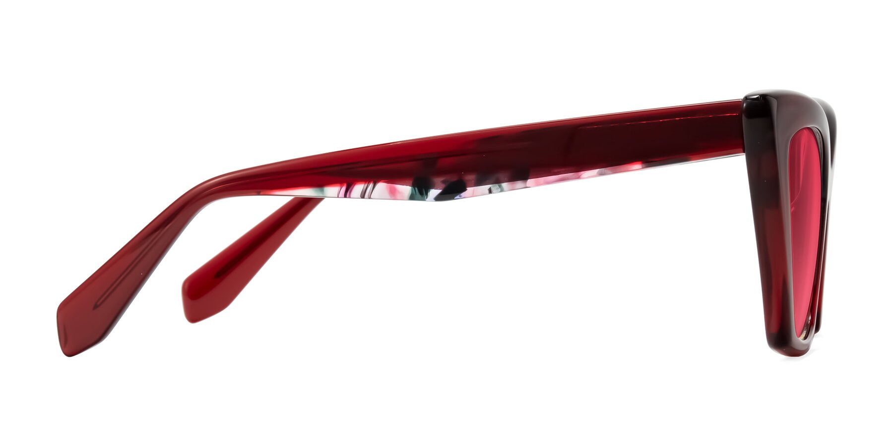 Side of Wayar in Wine with Red Tinted Lenses