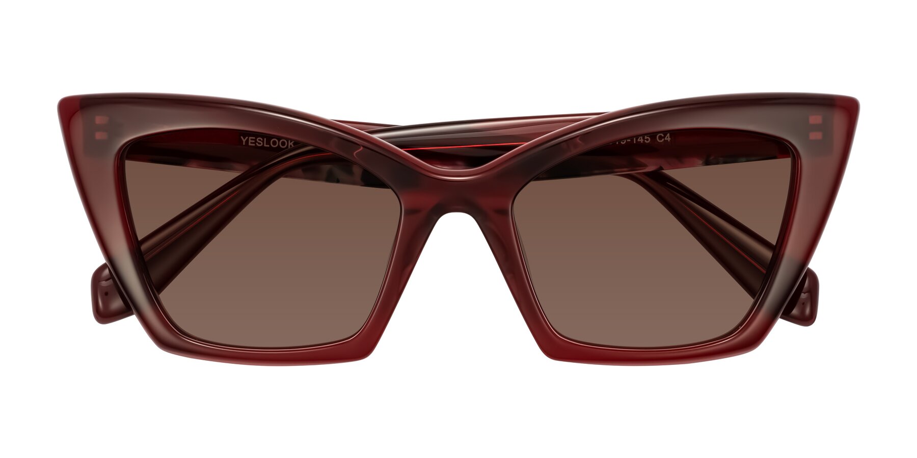 Folded Front of Wayar in Wine with Brown Tinted Lenses