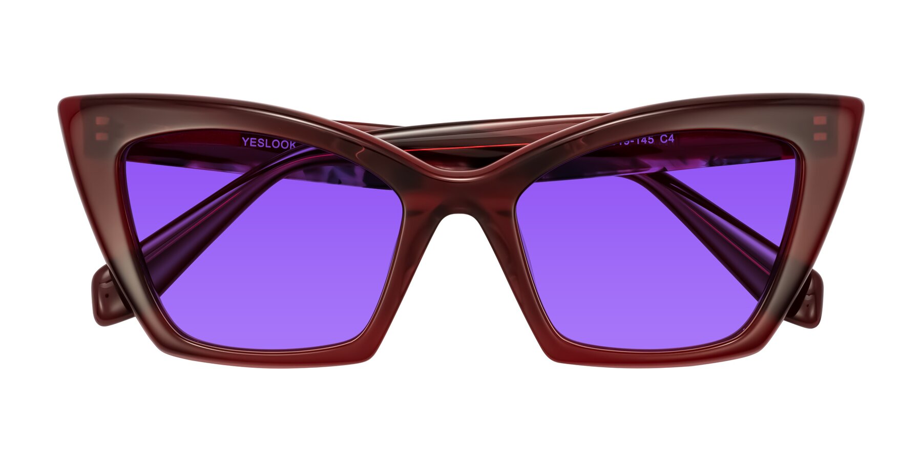 Folded Front of Wayar in Wine with Purple Tinted Lenses