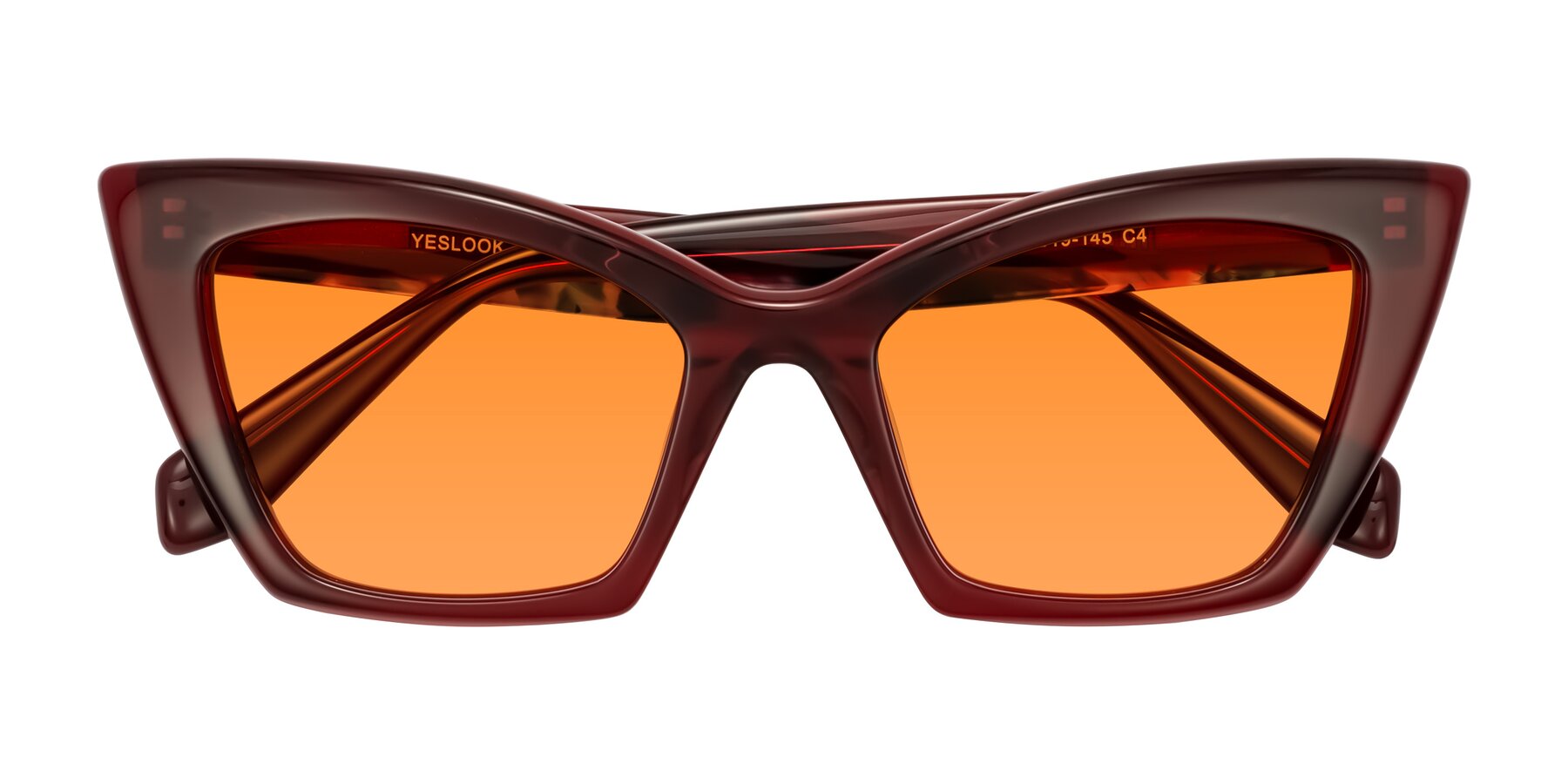 Folded Front of Wayar in Wine with Orange Tinted Lenses