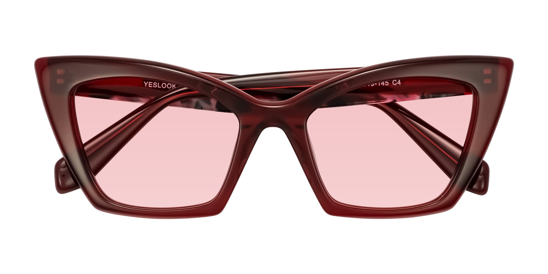 Folded Front of Wayar in Wine with Light Garnet Tinted Lenses