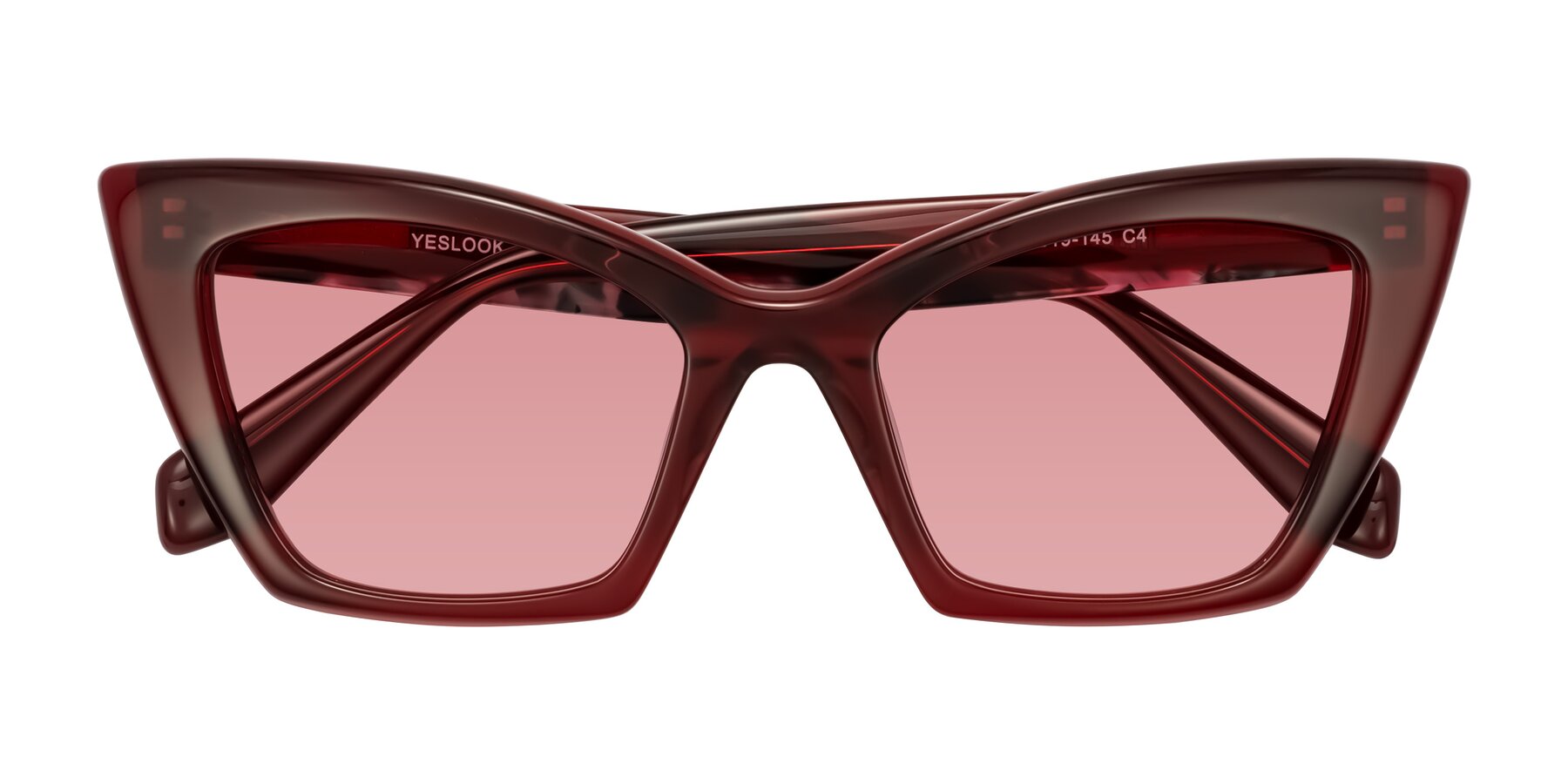 Folded Front of Wayar in Wine with Medium Garnet Tinted Lenses