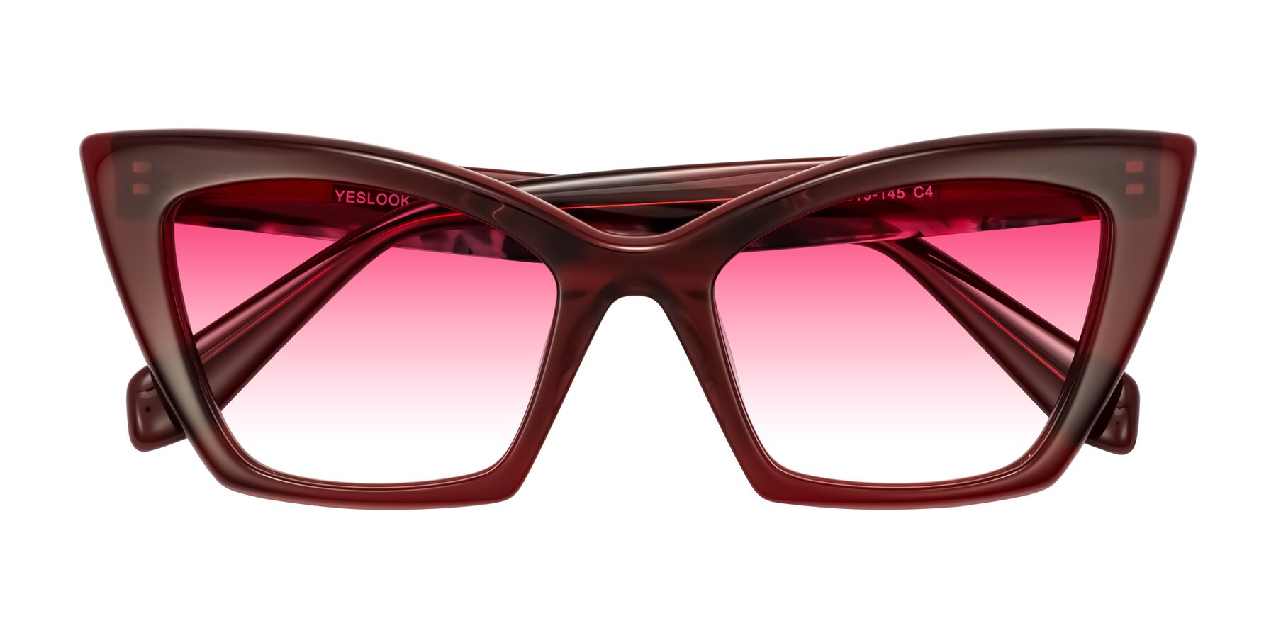 Folded Front of Wayar in Wine with Pink Gradient Lenses