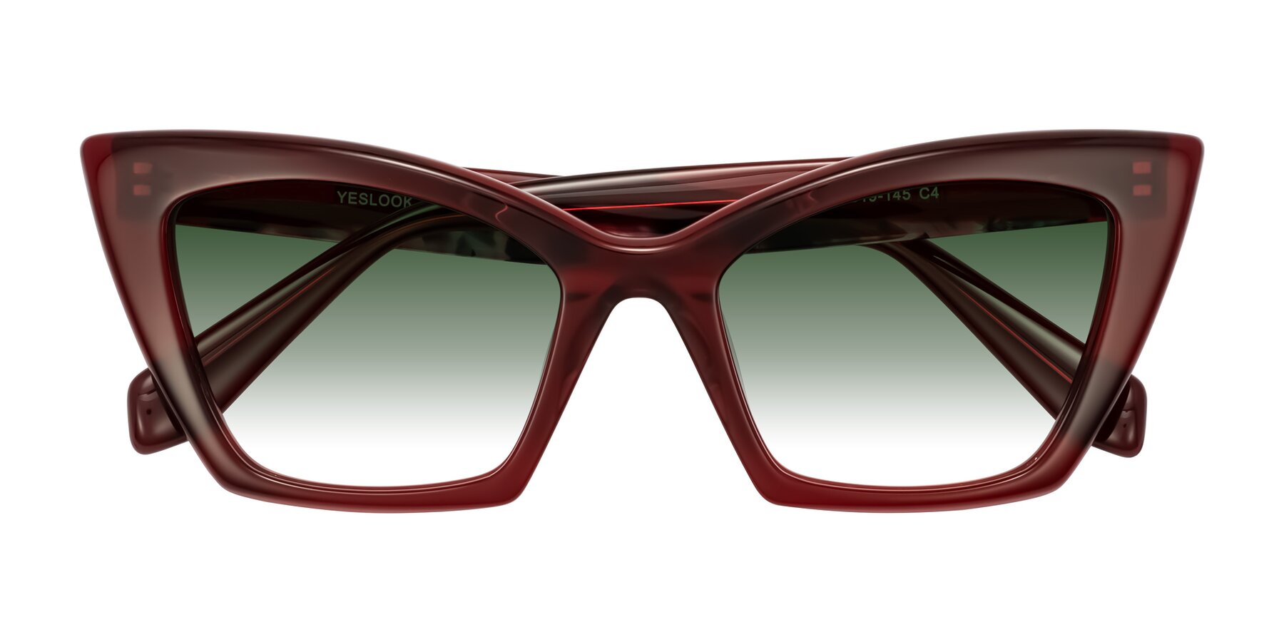 Folded Front of Wayar in Wine with Green Gradient Lenses