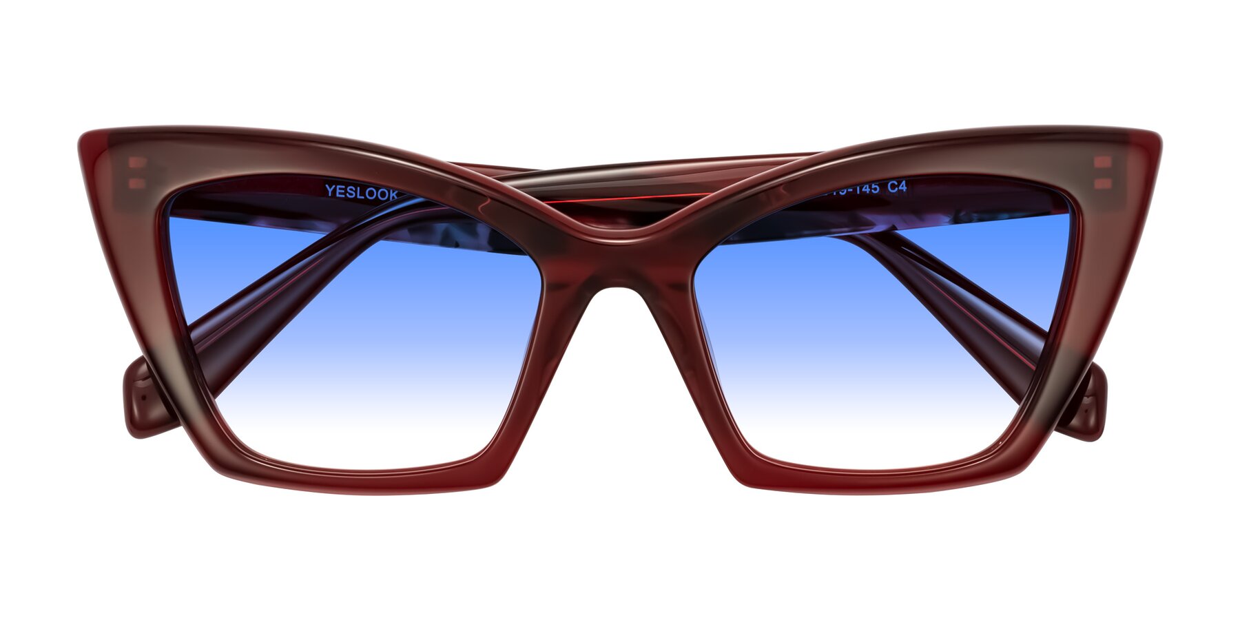 Folded Front of Wayar in Wine with Blue Gradient Lenses