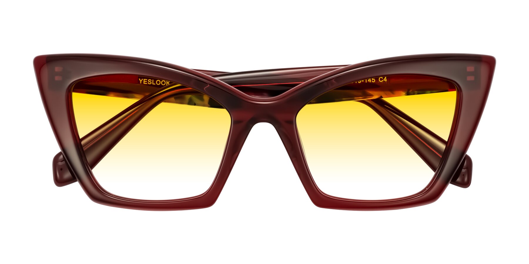 Folded Front of Wayar in Wine with Yellow Gradient Lenses