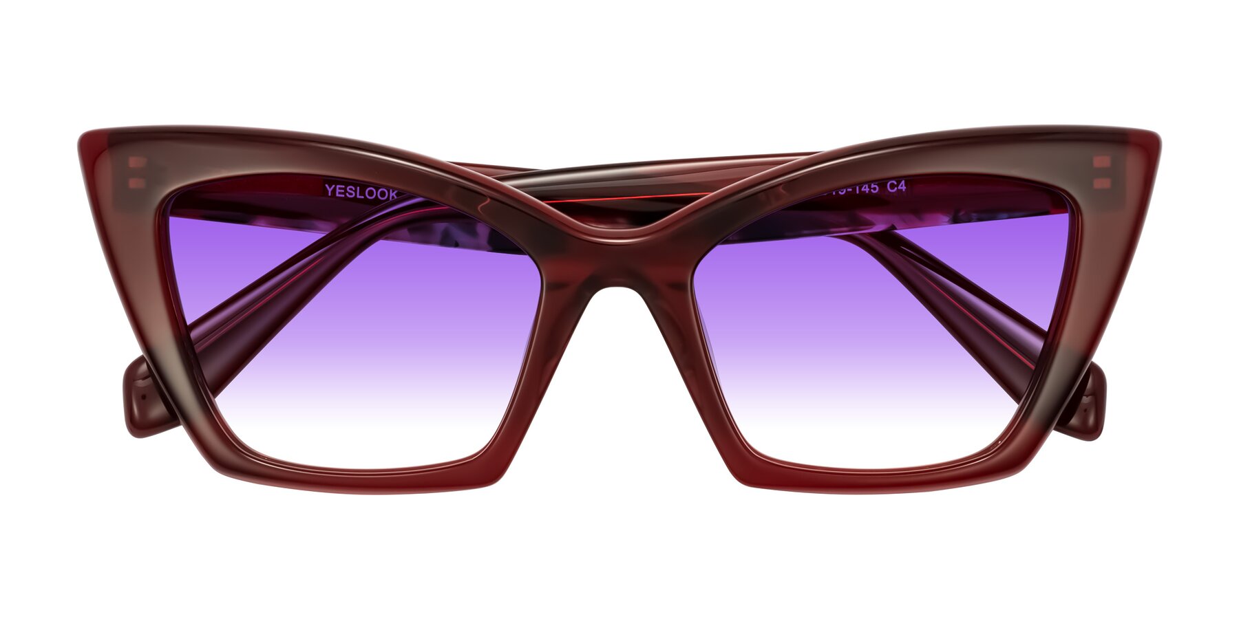 Folded Front of Wayar in Wine with Purple Gradient Lenses