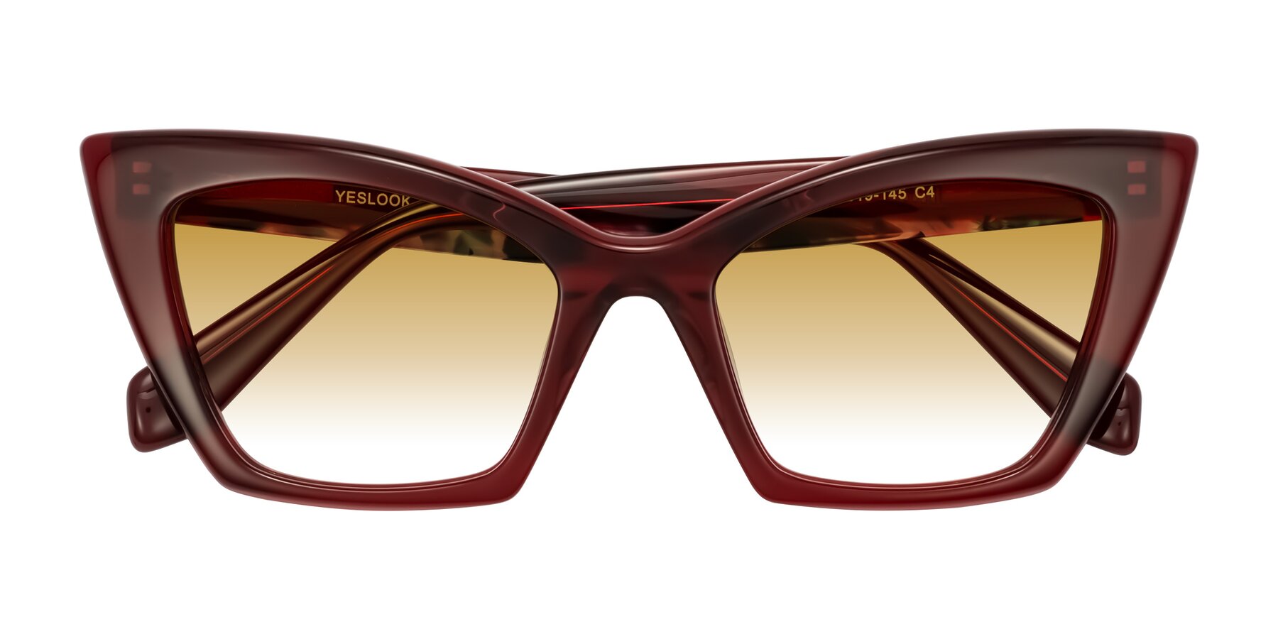 Folded Front of Wayar in Wine with Champagne Gradient Lenses