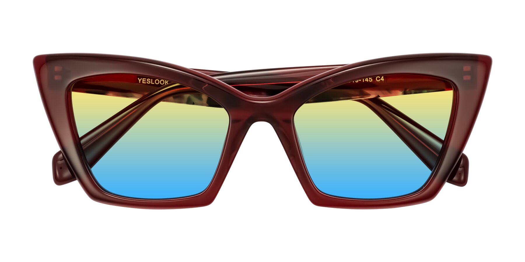 Folded Front of Wayar in Wine with Yellow / Blue Gradient Lenses