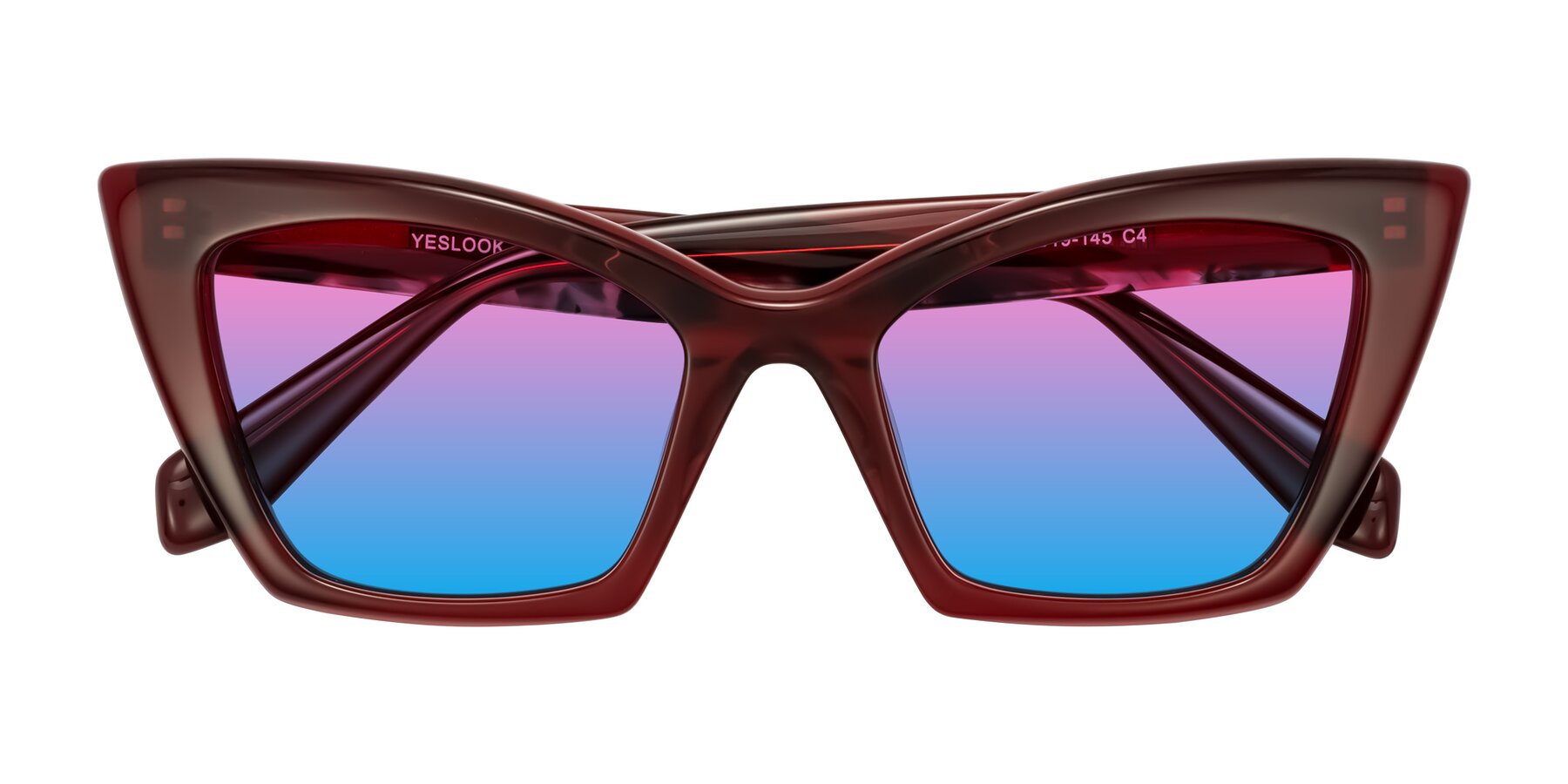 Folded Front of Wayar in Wine with Pink / Blue Gradient Lenses