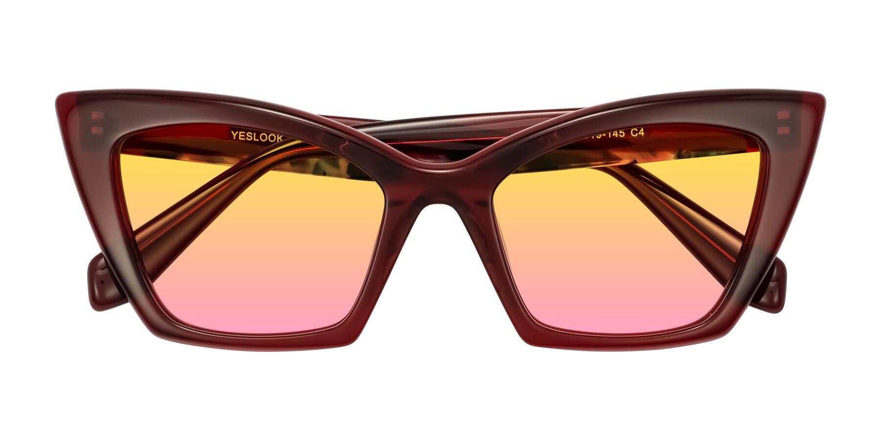 Folded Front of Wayar in Wine with Yellow / Pink Gradient Lenses