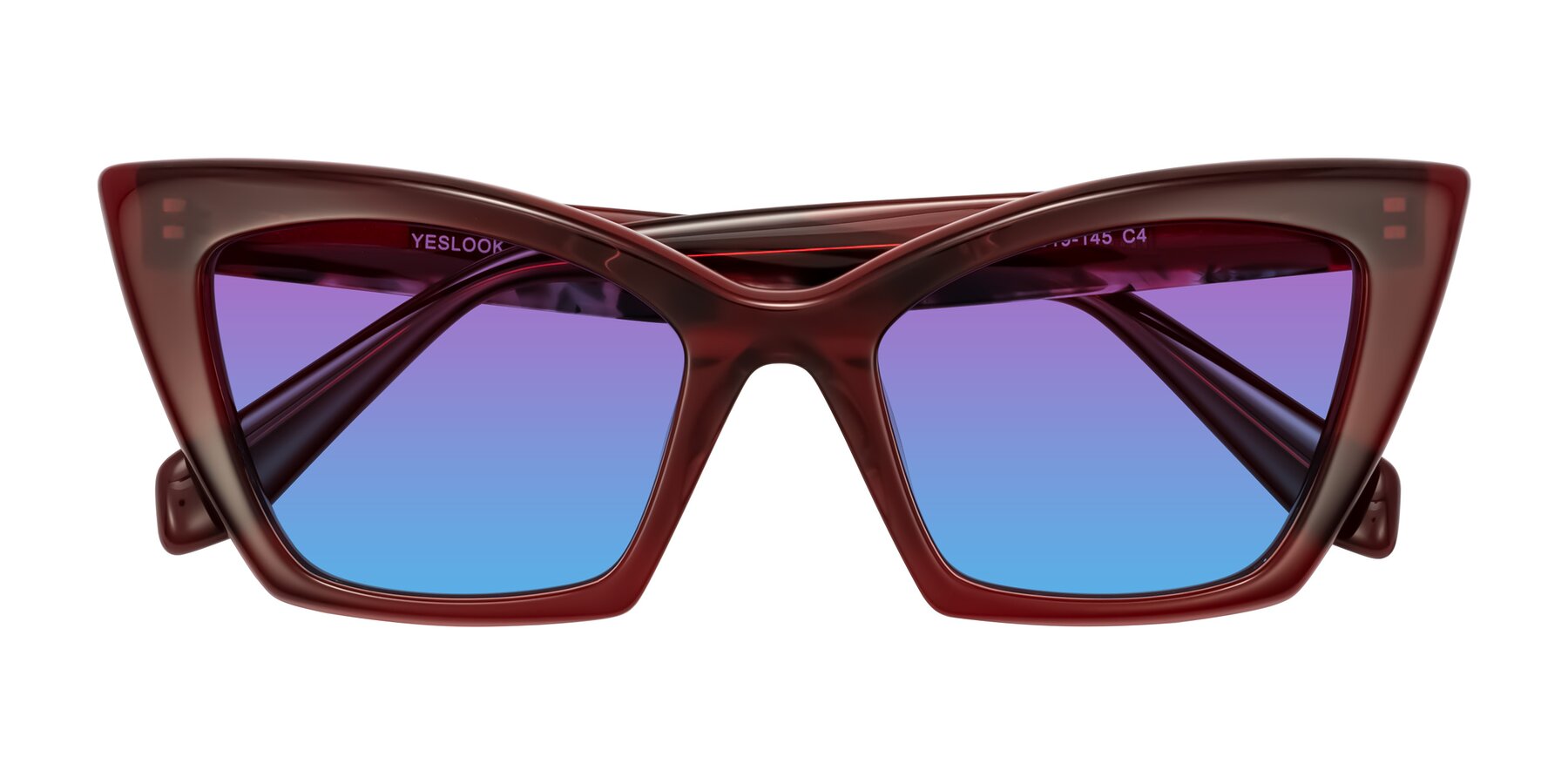 Folded Front of Wayar in Wine with Purple / Blue Gradient Lenses