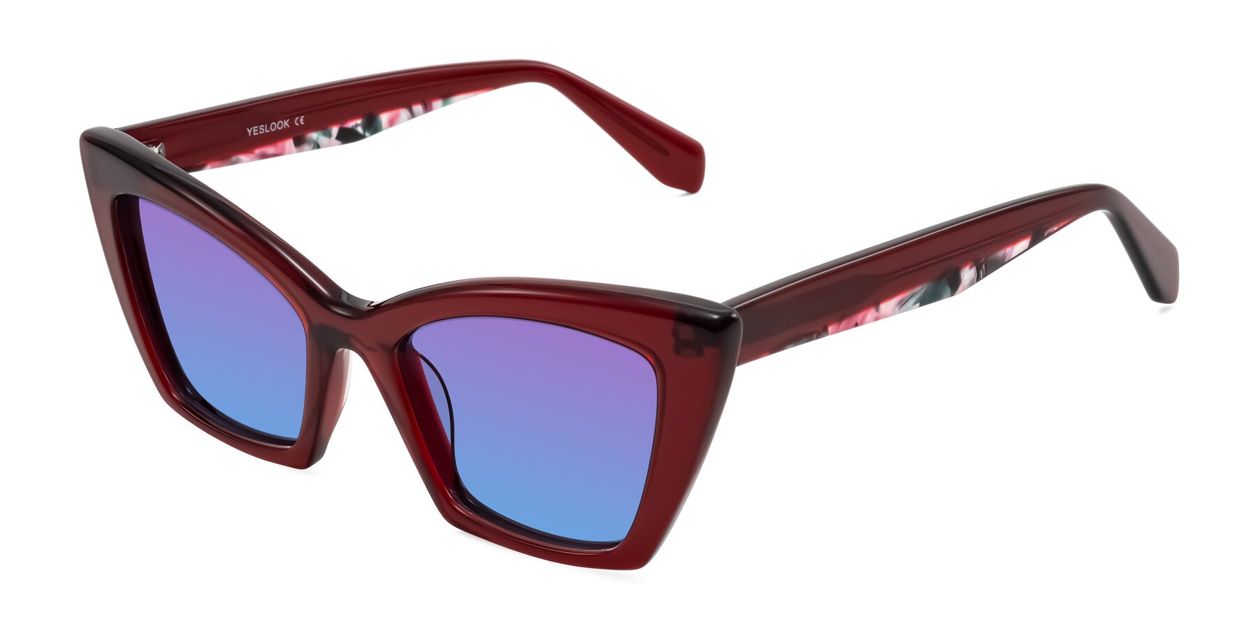 Angle of Wayar in Wine with Purple / Blue Gradient Lenses