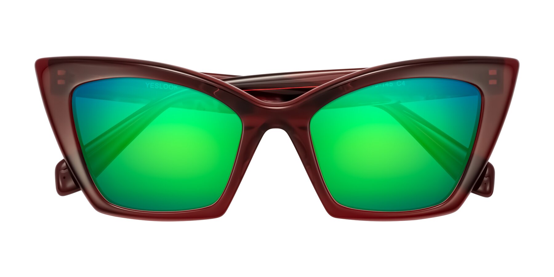 Folded Front of Wayar in Wine with Green Mirrored Lenses