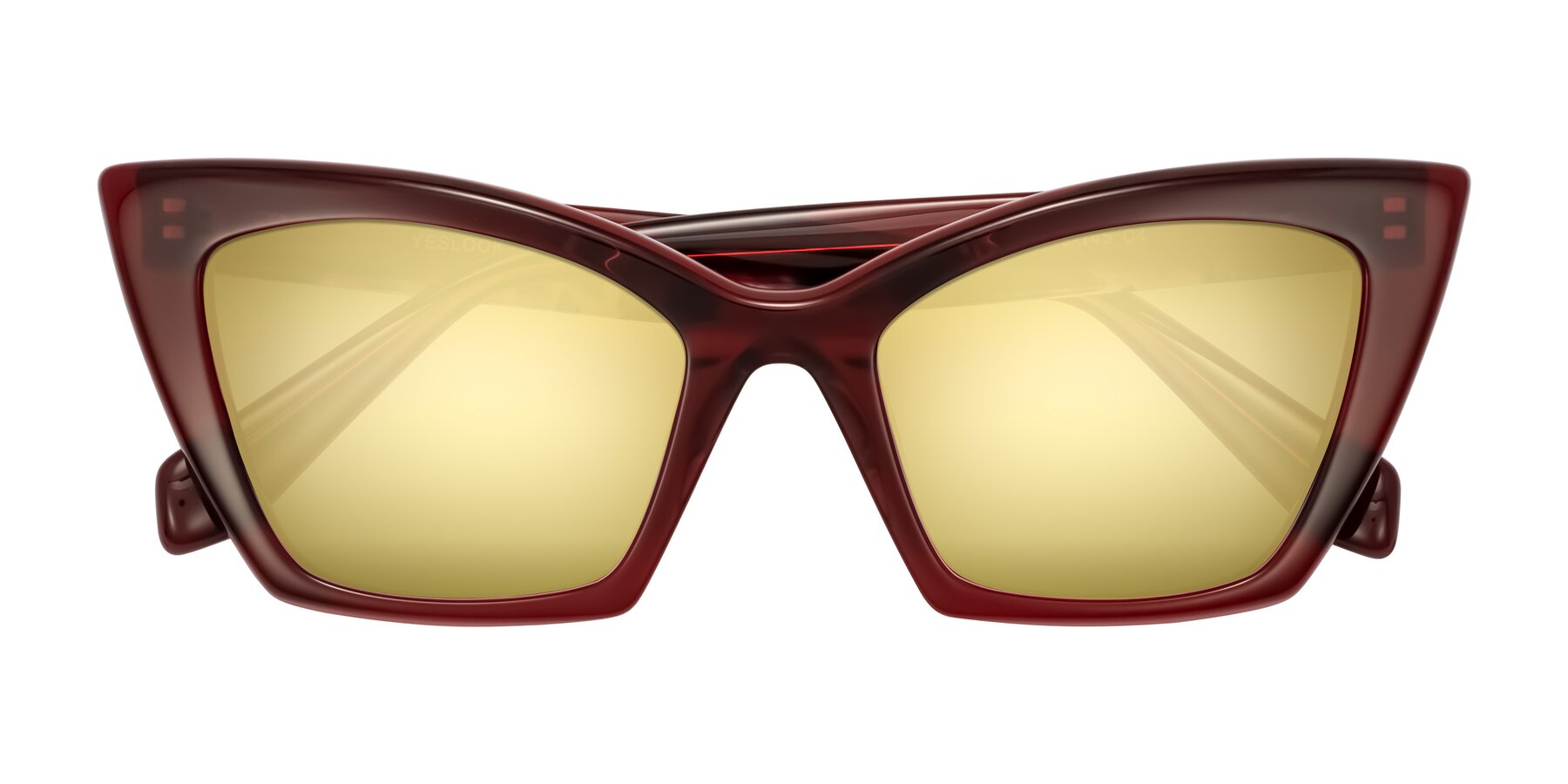 Folded Front of Wayar in Wine with Gold Mirrored Lenses