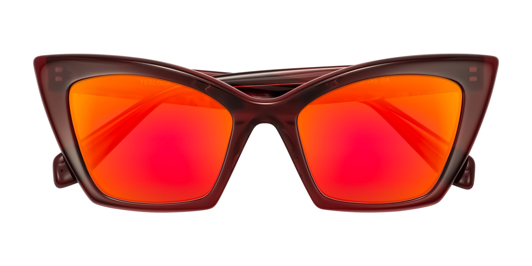 Folded Front of Wayar in Wine with Red Gold Mirrored Lenses
