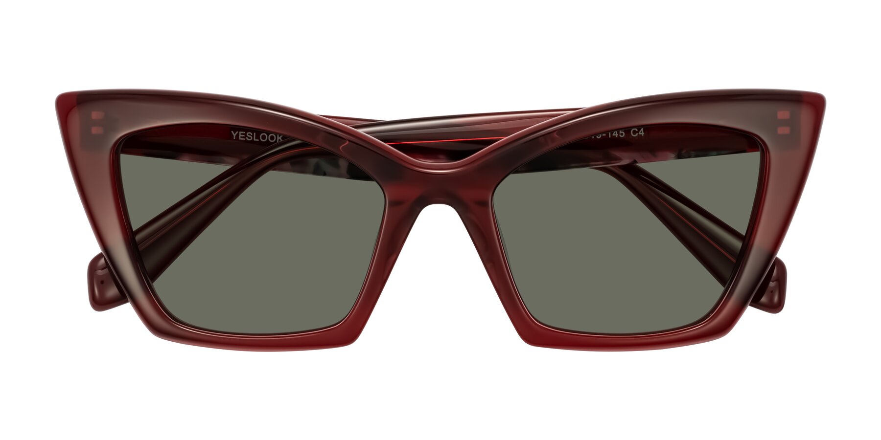 Folded Front of Wayar in Wine with Gray Polarized Lenses