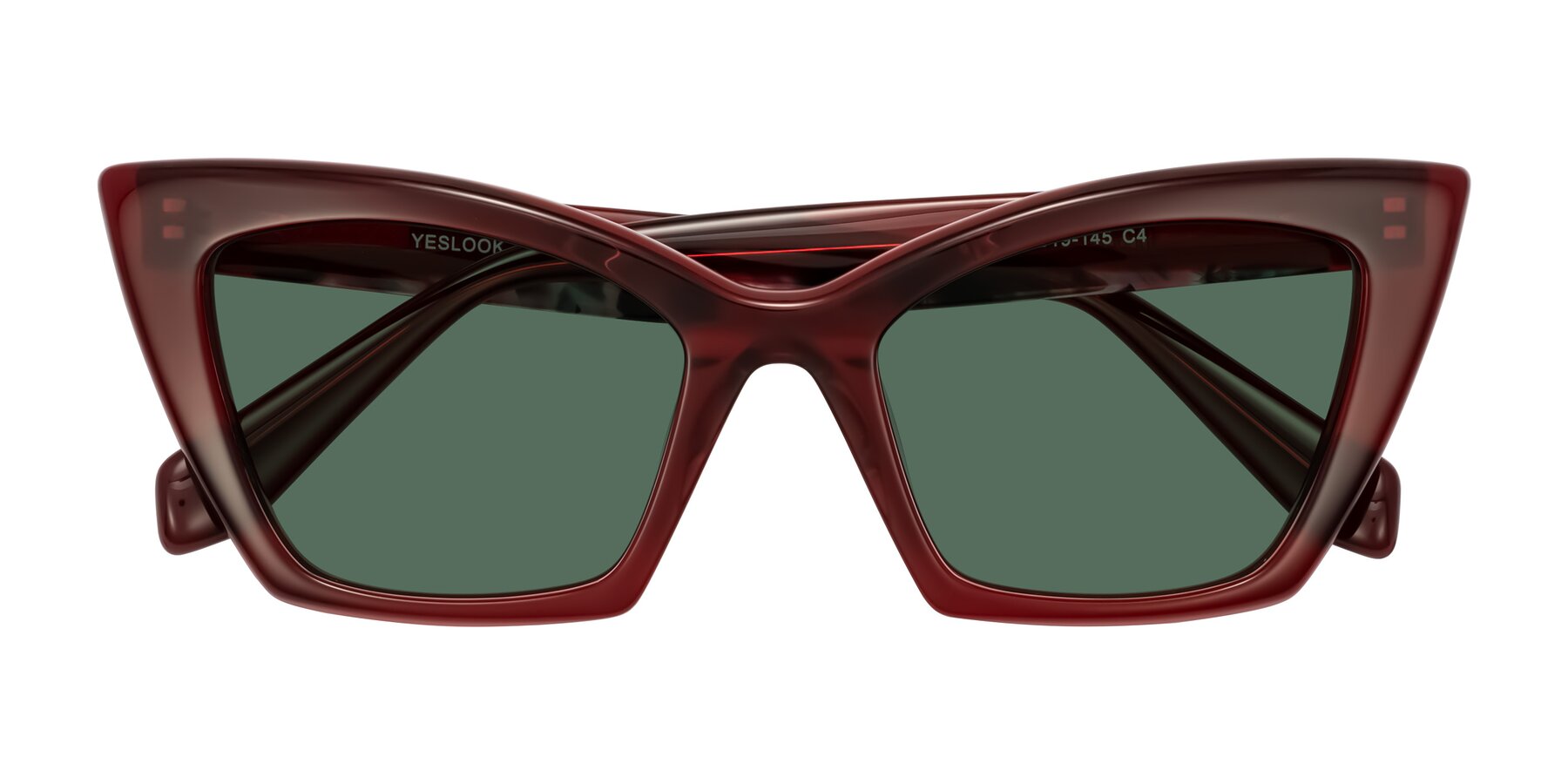 Folded Front of Wayar in Wine with Green Polarized Lenses