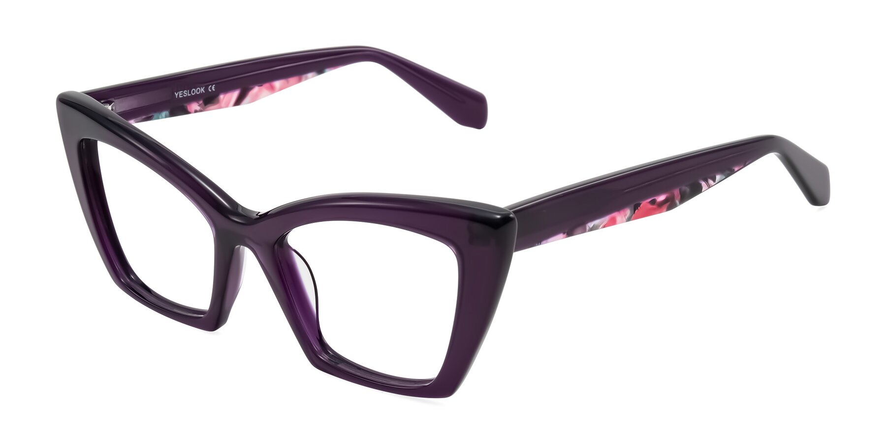Angle of Wayar in Eggplant with Clear Reading Eyeglass Lenses