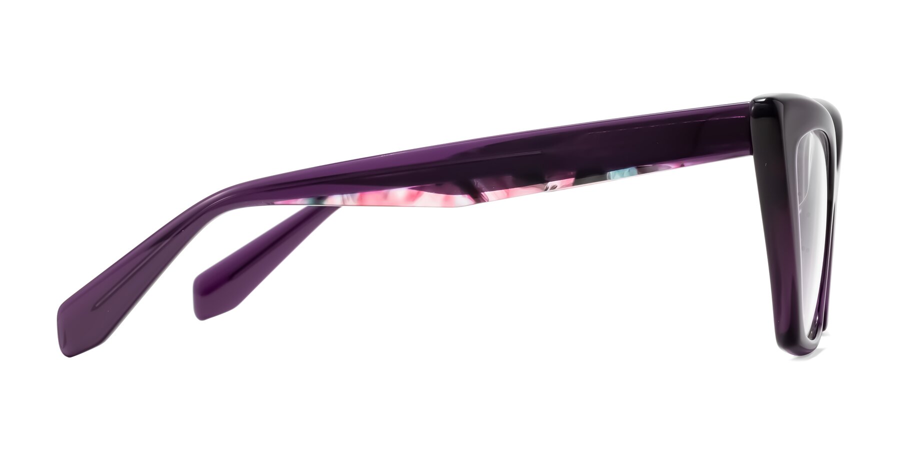 Side of Wayar in Eggplant with Clear Reading Eyeglass Lenses