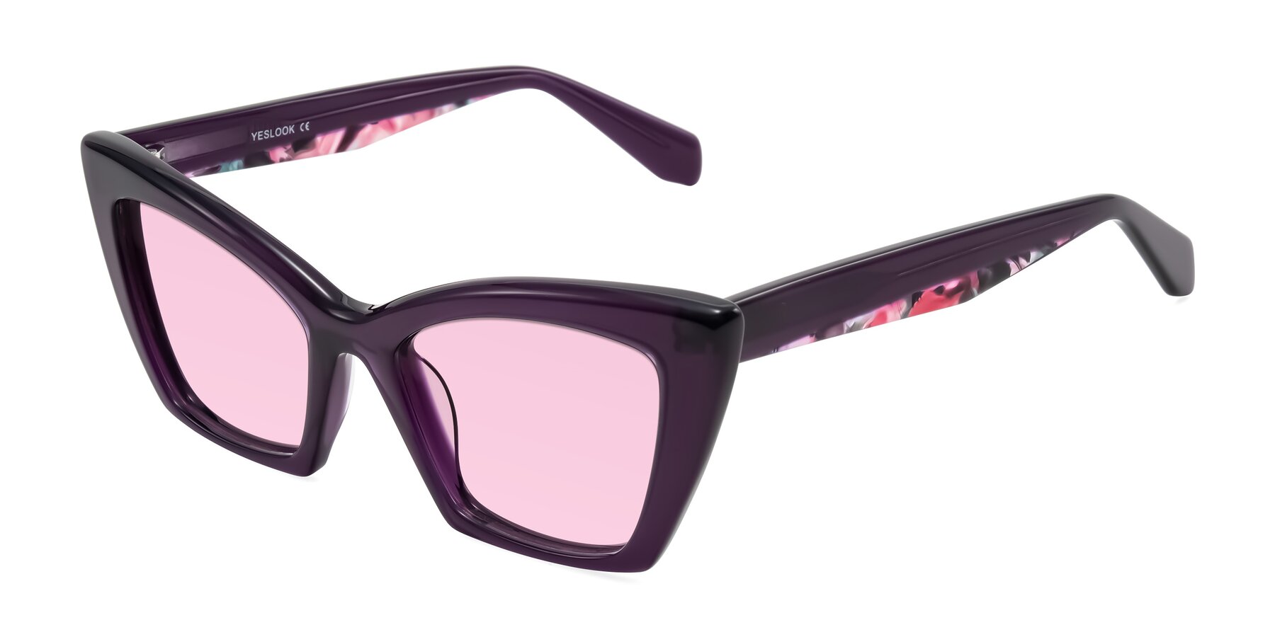 Angle of Wayar in Eggplant with Light Pink Tinted Lenses