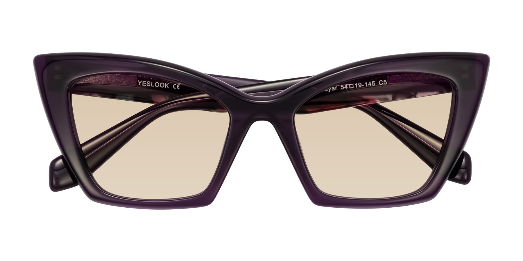 Folded Front of Wayar in Eggplant with Light Brown Tinted Lenses