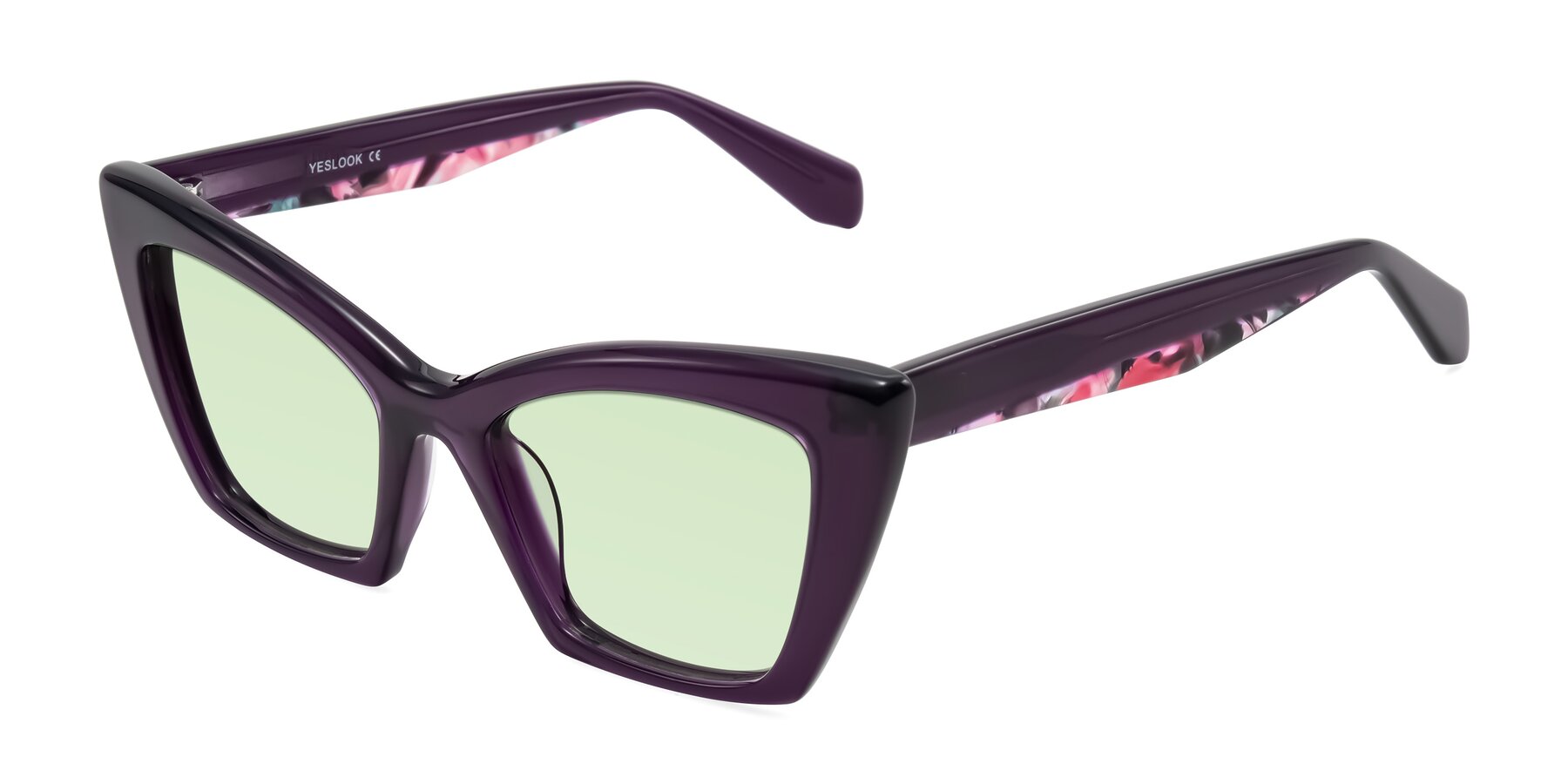 Angle of Wayar in Eggplant with Light Green Tinted Lenses