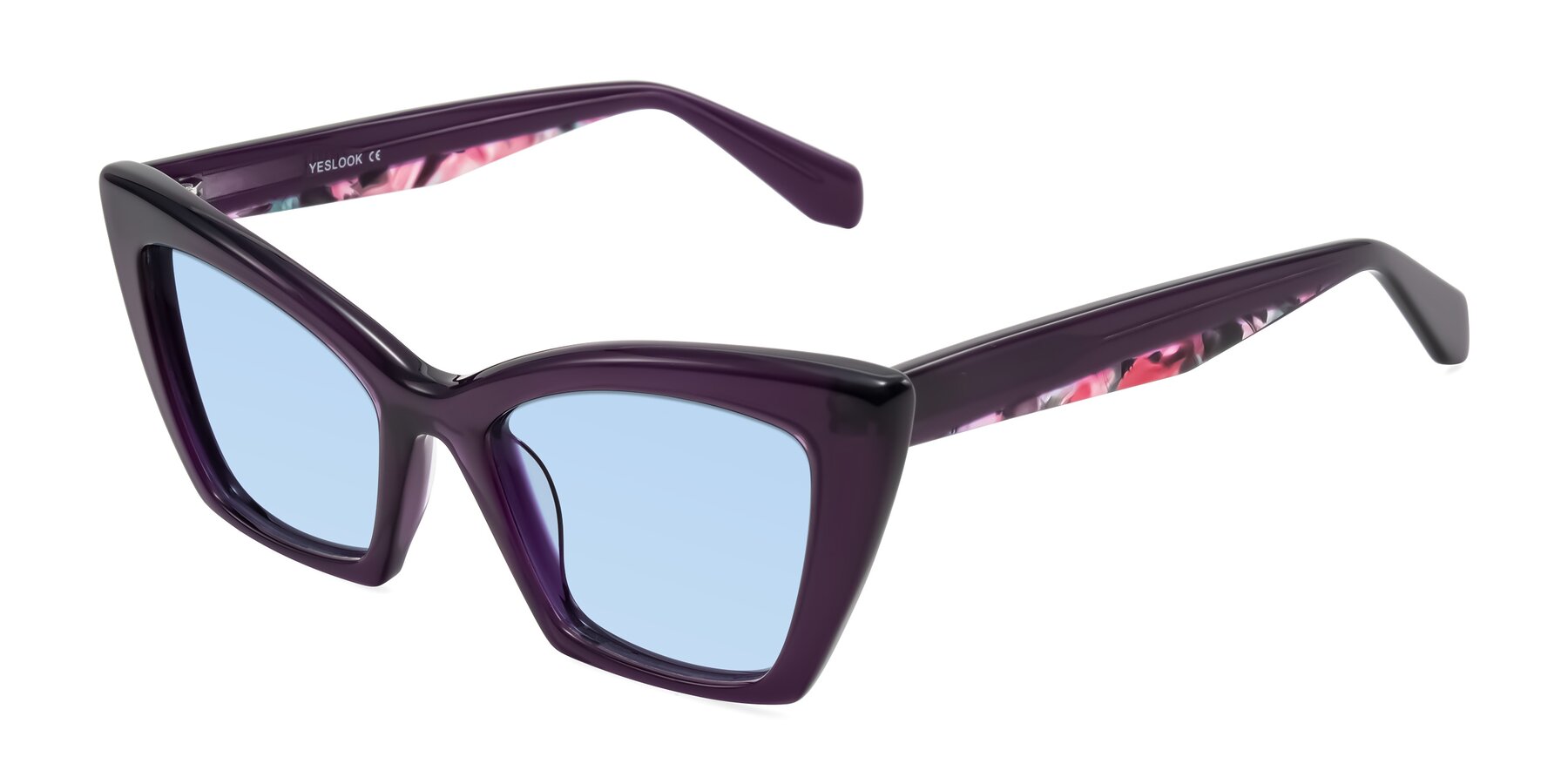 Angle of Wayar in Eggplant with Light Blue Tinted Lenses