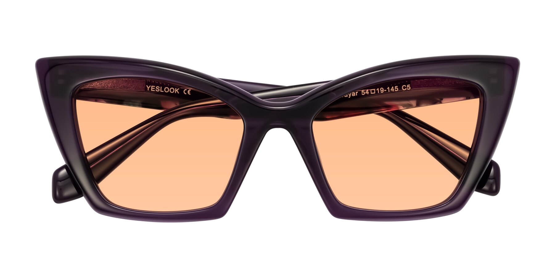 Folded Front of Wayar in Eggplant with Light Orange Tinted Lenses