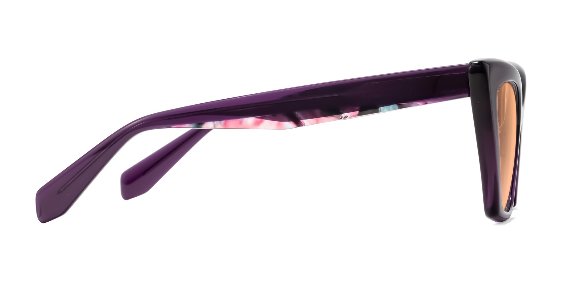 Side of Wayar in Eggplant with Light Orange Tinted Lenses