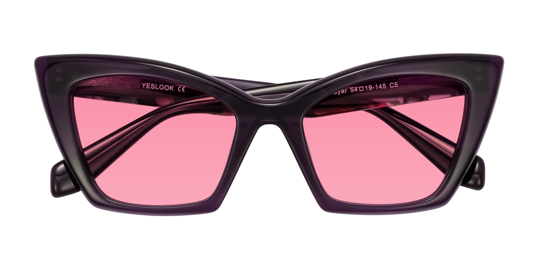 Folded Front of Wayar in Eggplant with Pink Tinted Lenses