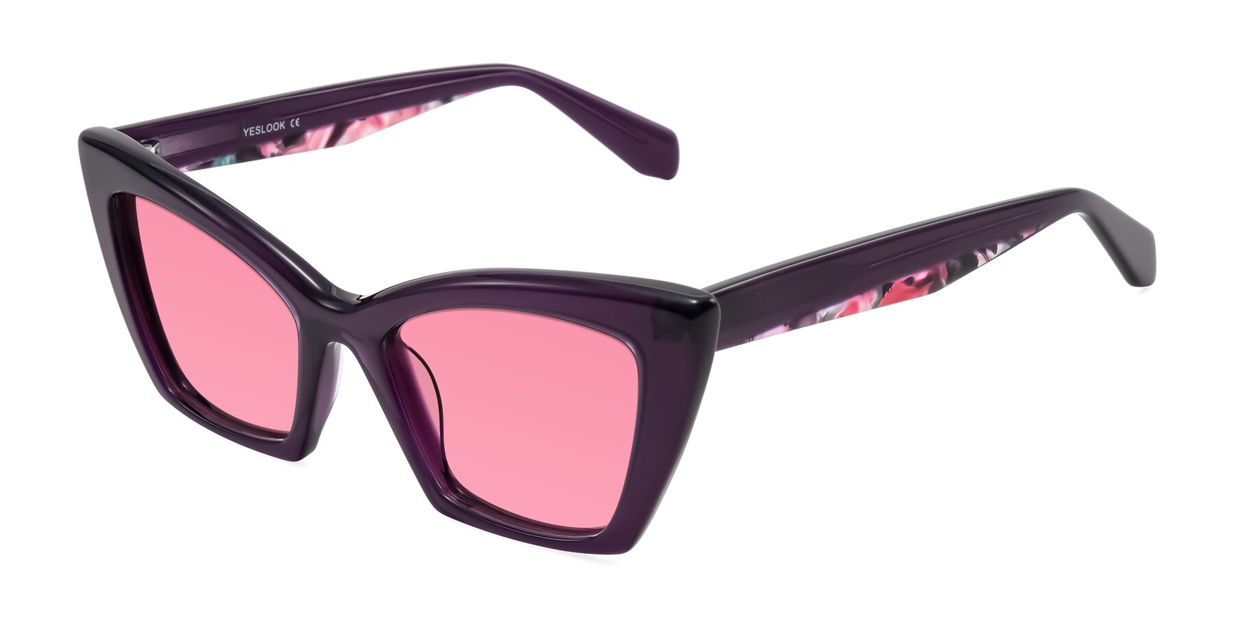 Angle of Wayar in Eggplant with Pink Tinted Lenses