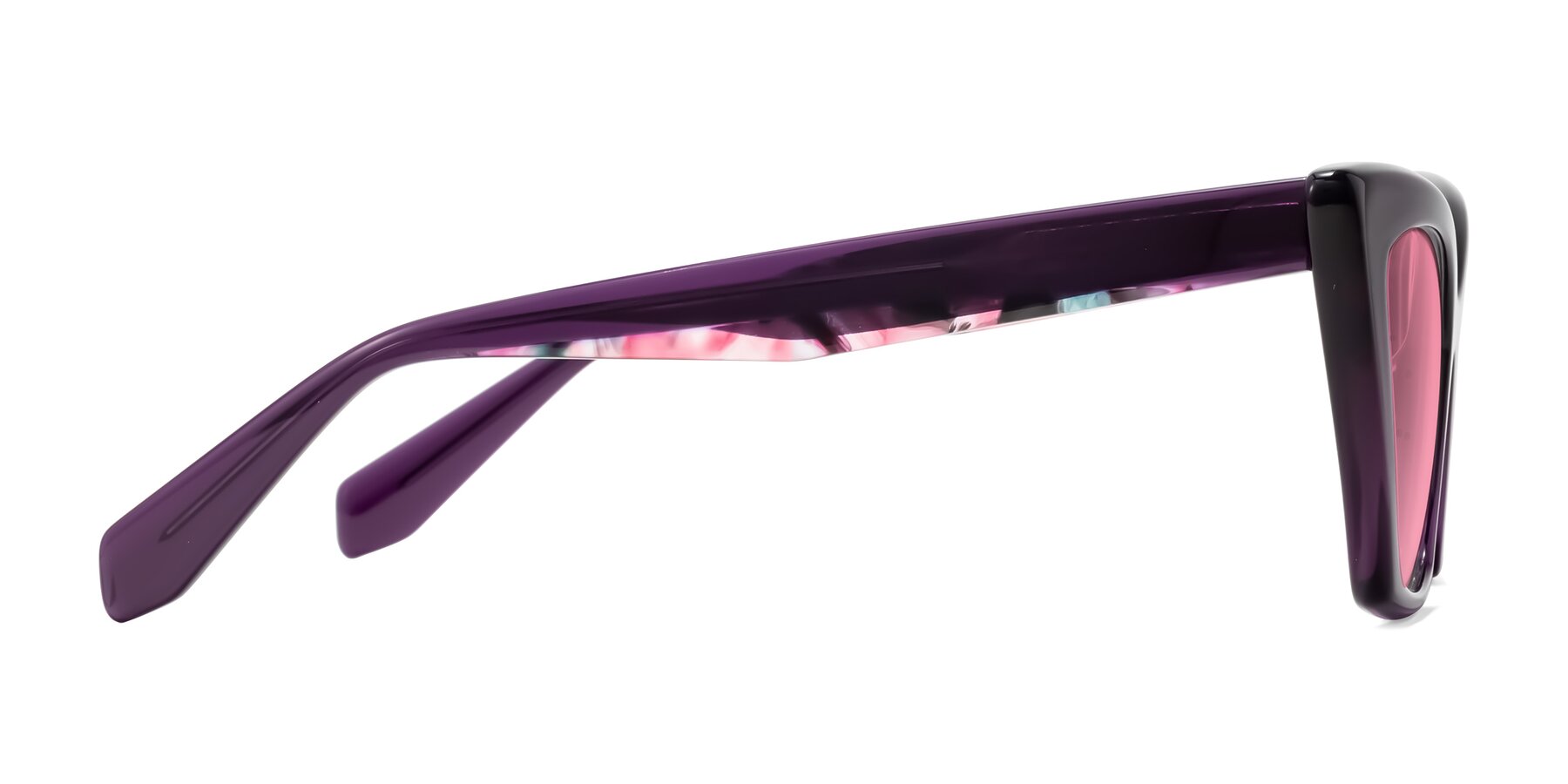 Side of Wayar in Eggplant with Pink Tinted Lenses