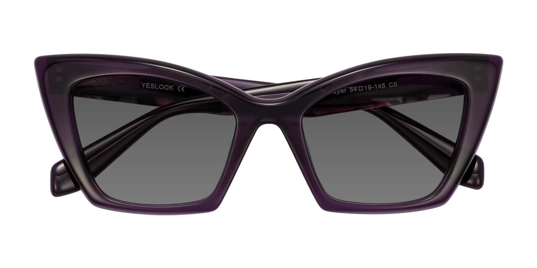 Folded Front of Wayar in Eggplant with Medium Gray Tinted Lenses