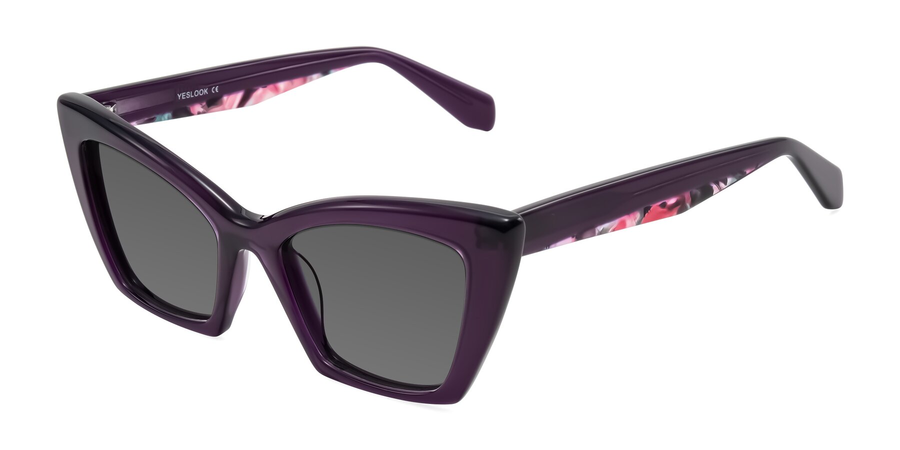 Angle of Wayar in Eggplant with Medium Gray Tinted Lenses