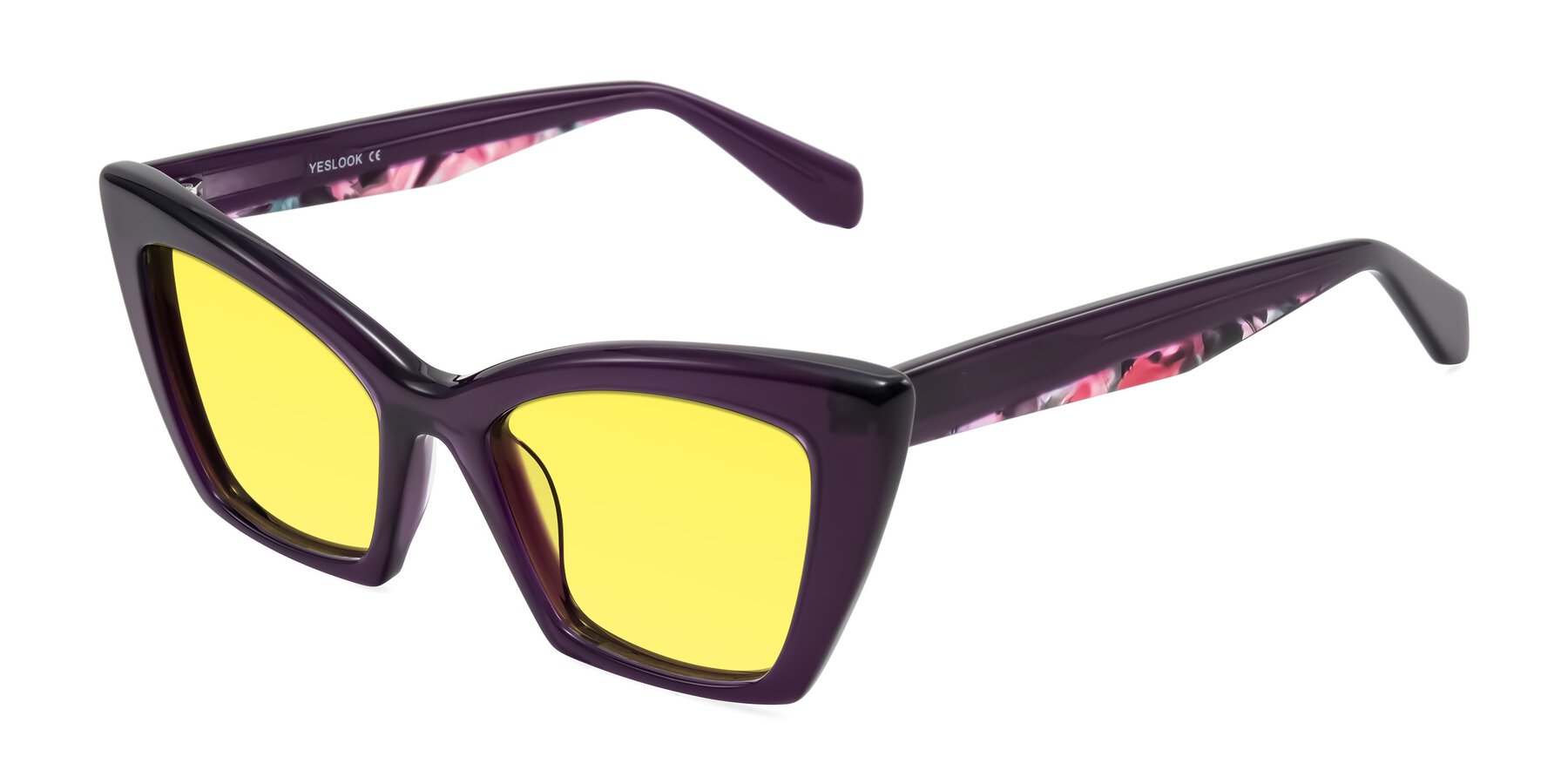 Angle of Wayar in Eggplant with Medium Yellow Tinted Lenses