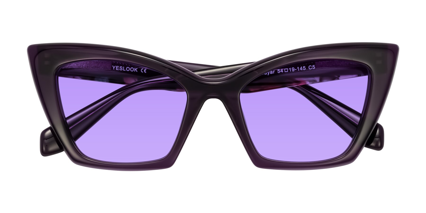 Folded Front of Wayar in Eggplant with Medium Purple Tinted Lenses
