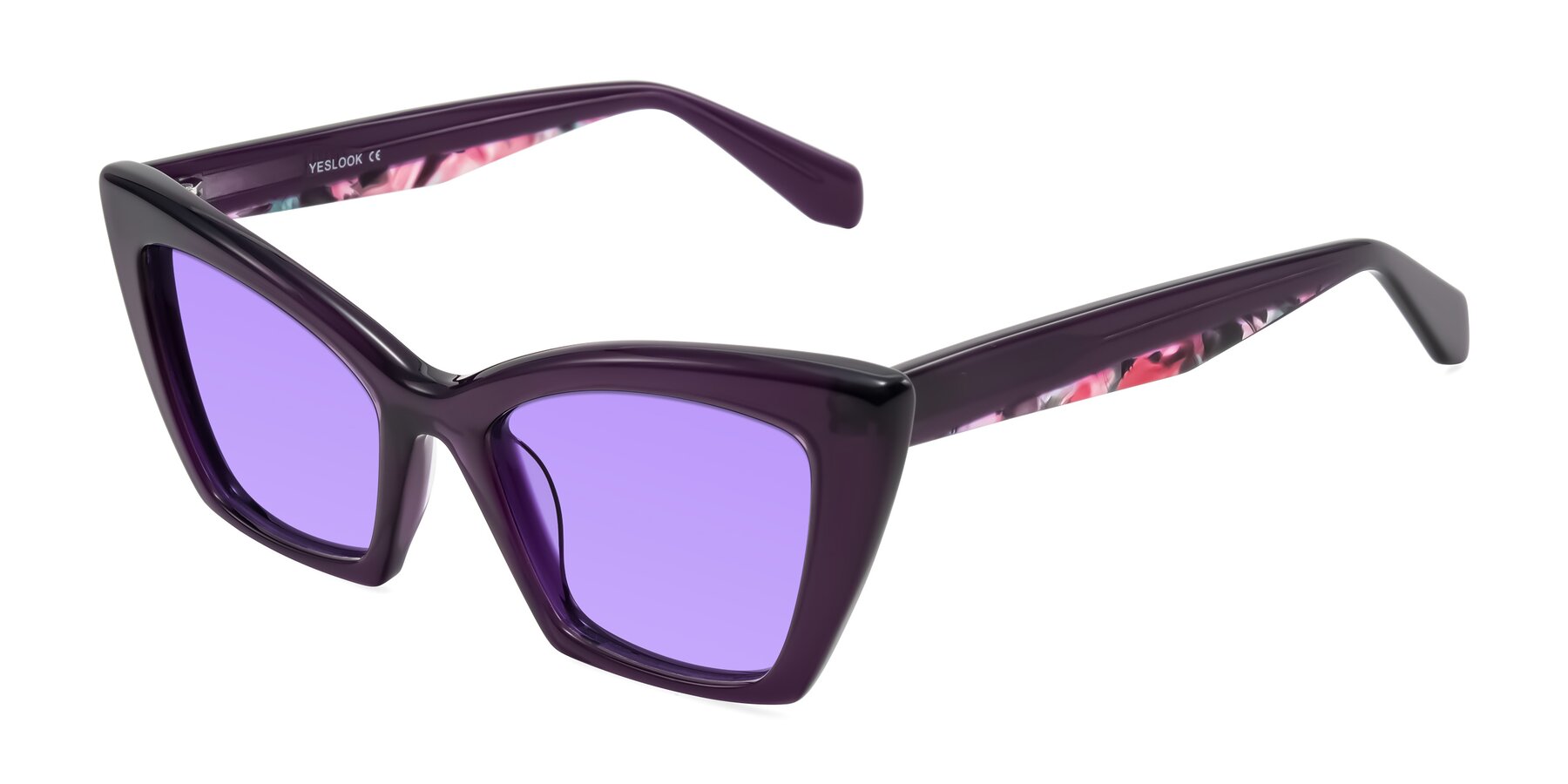 Angle of Wayar in Eggplant with Medium Purple Tinted Lenses