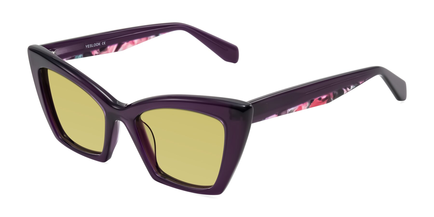 Angle of Wayar in Eggplant with Medium Champagne Tinted Lenses