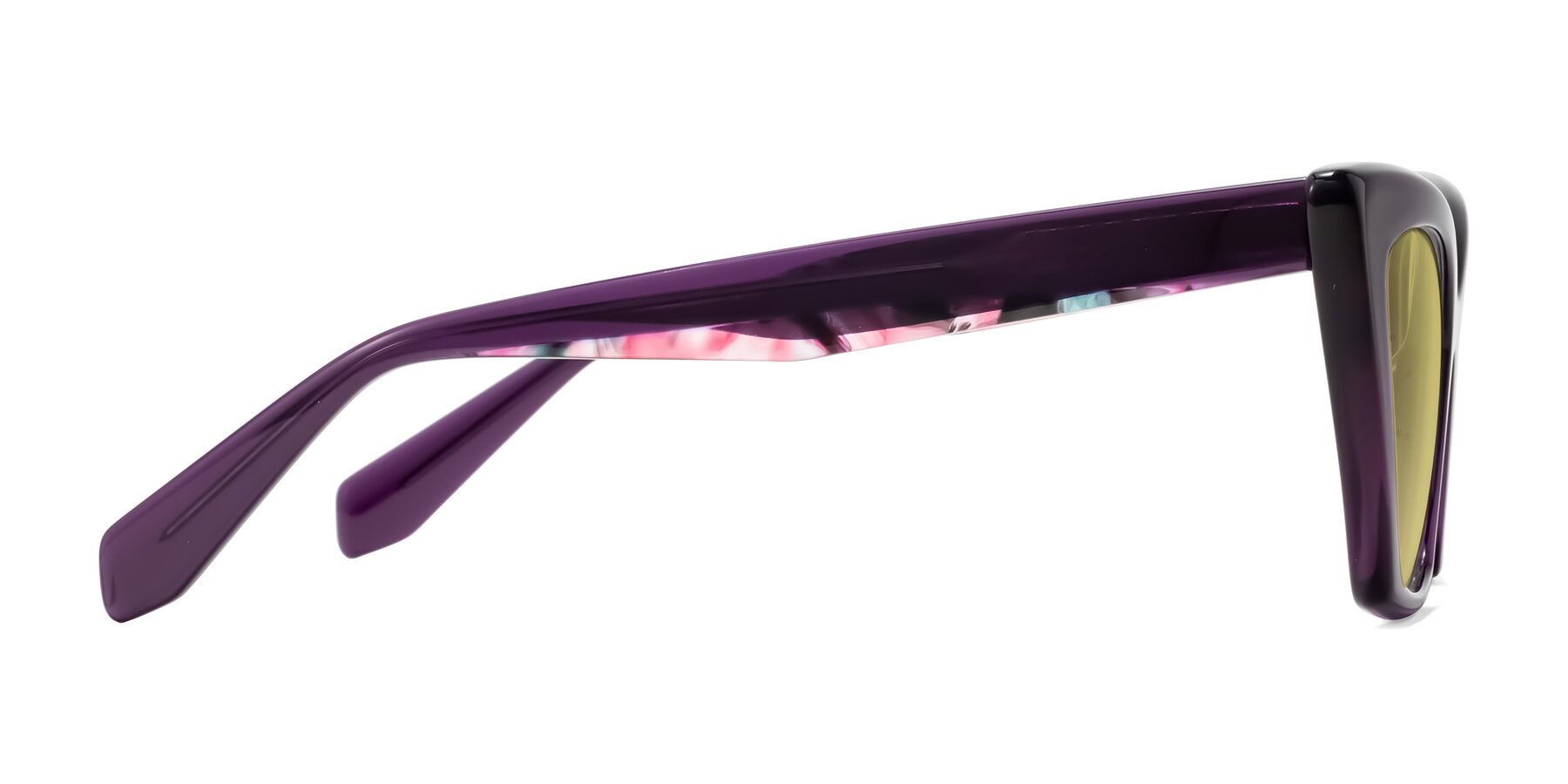 Side of Wayar in Eggplant with Medium Champagne Tinted Lenses