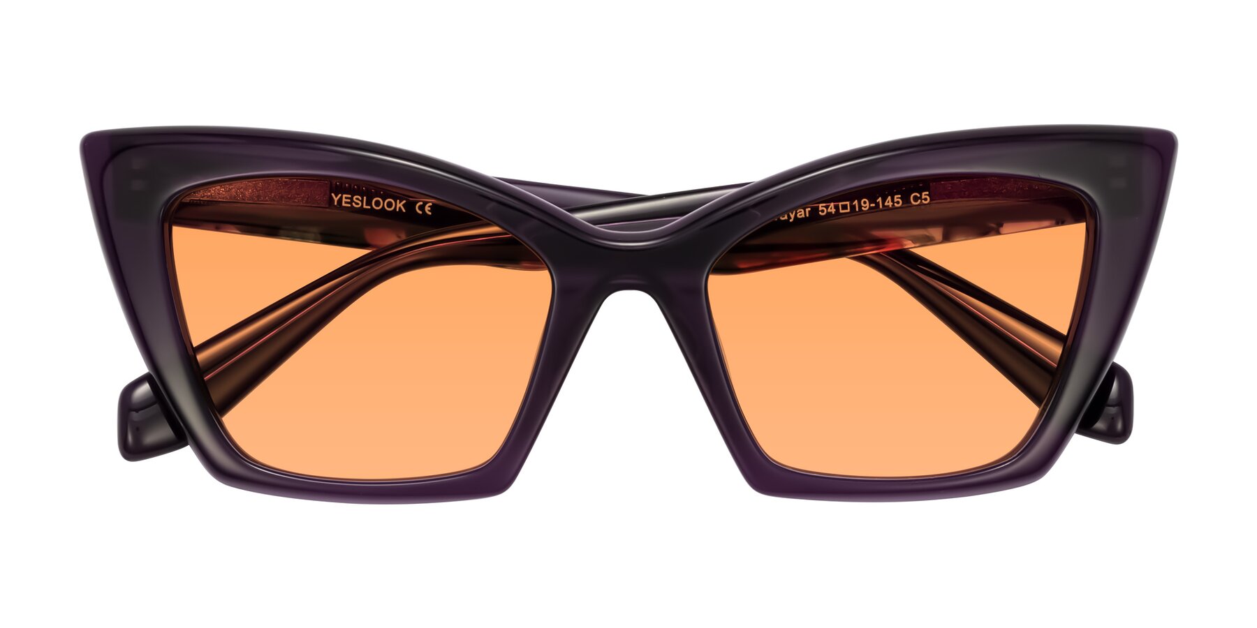 Folded Front of Wayar in Eggplant with Medium Orange Tinted Lenses