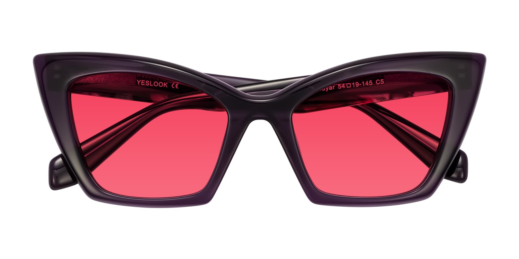 Folded Front of Wayar in Eggplant with Red Tinted Lenses