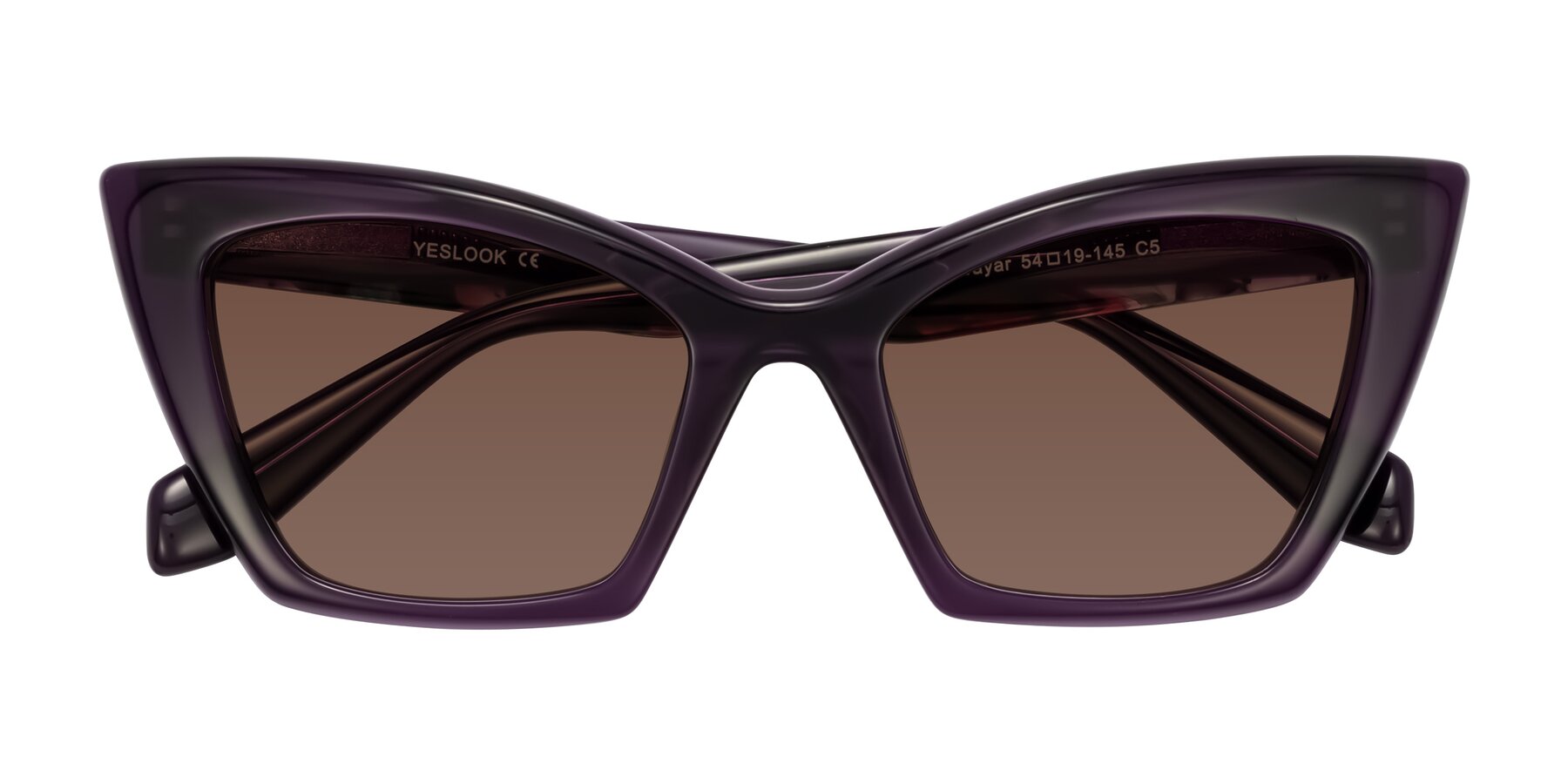Folded Front of Wayar in Eggplant with Brown Tinted Lenses