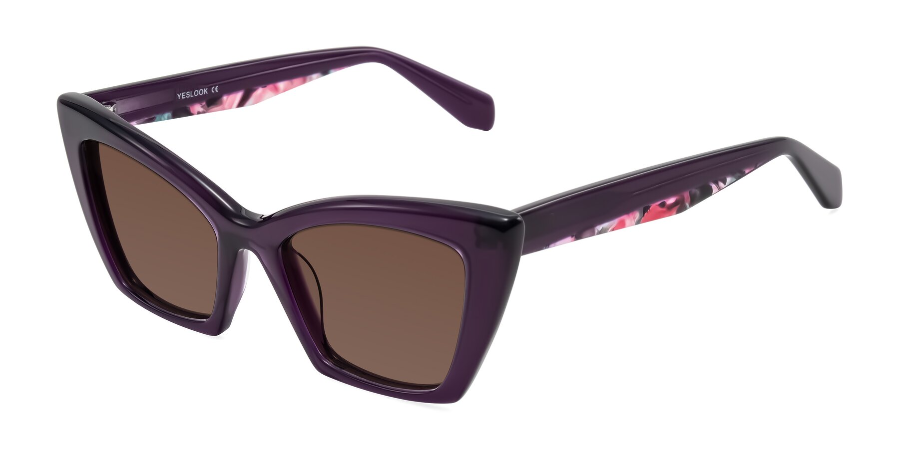 Angle of Wayar in Eggplant with Brown Tinted Lenses