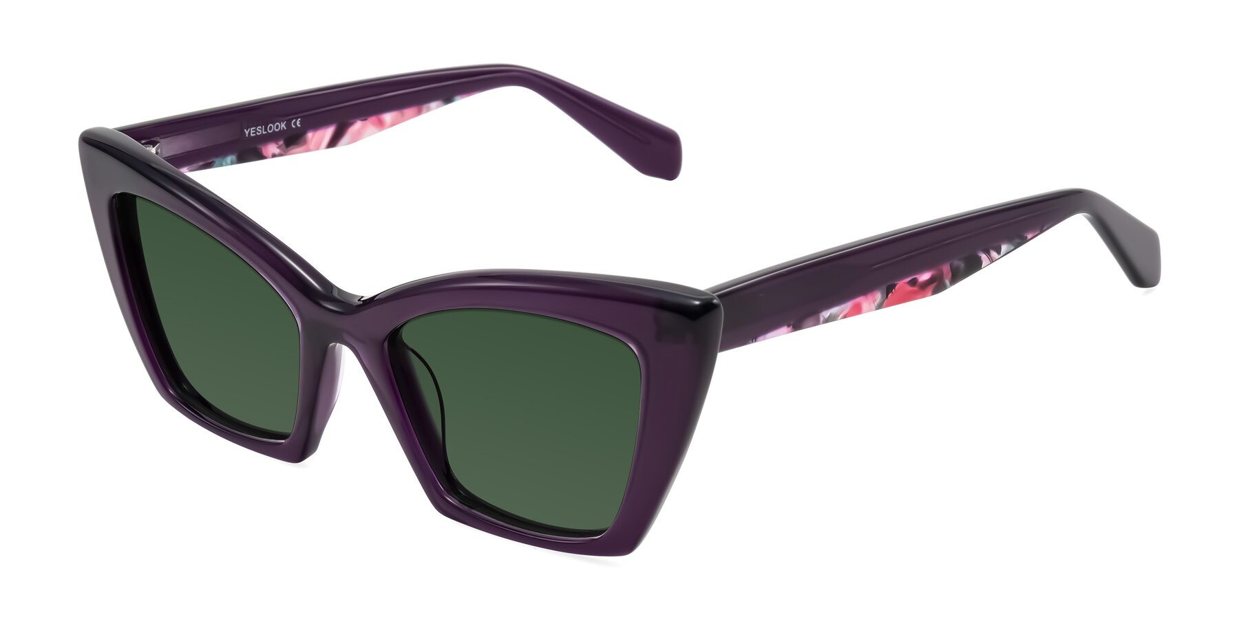 Angle of Wayar in Eggplant with Green Tinted Lenses
