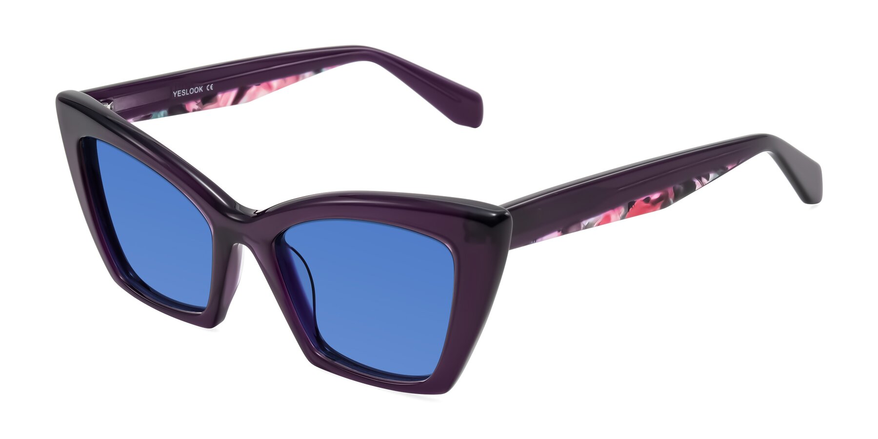 Angle of Wayar in Eggplant with Blue Tinted Lenses