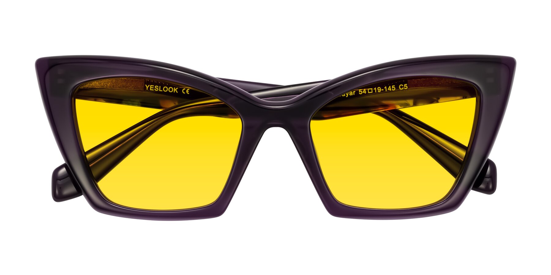 Folded Front of Wayar in Eggplant with Yellow Tinted Lenses
